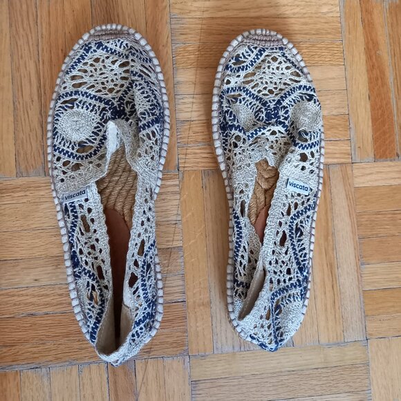 Espadrilles Garraf - Crochet White Navy Blue VISCATA, size 38 (8) - Picture 1 of 8
